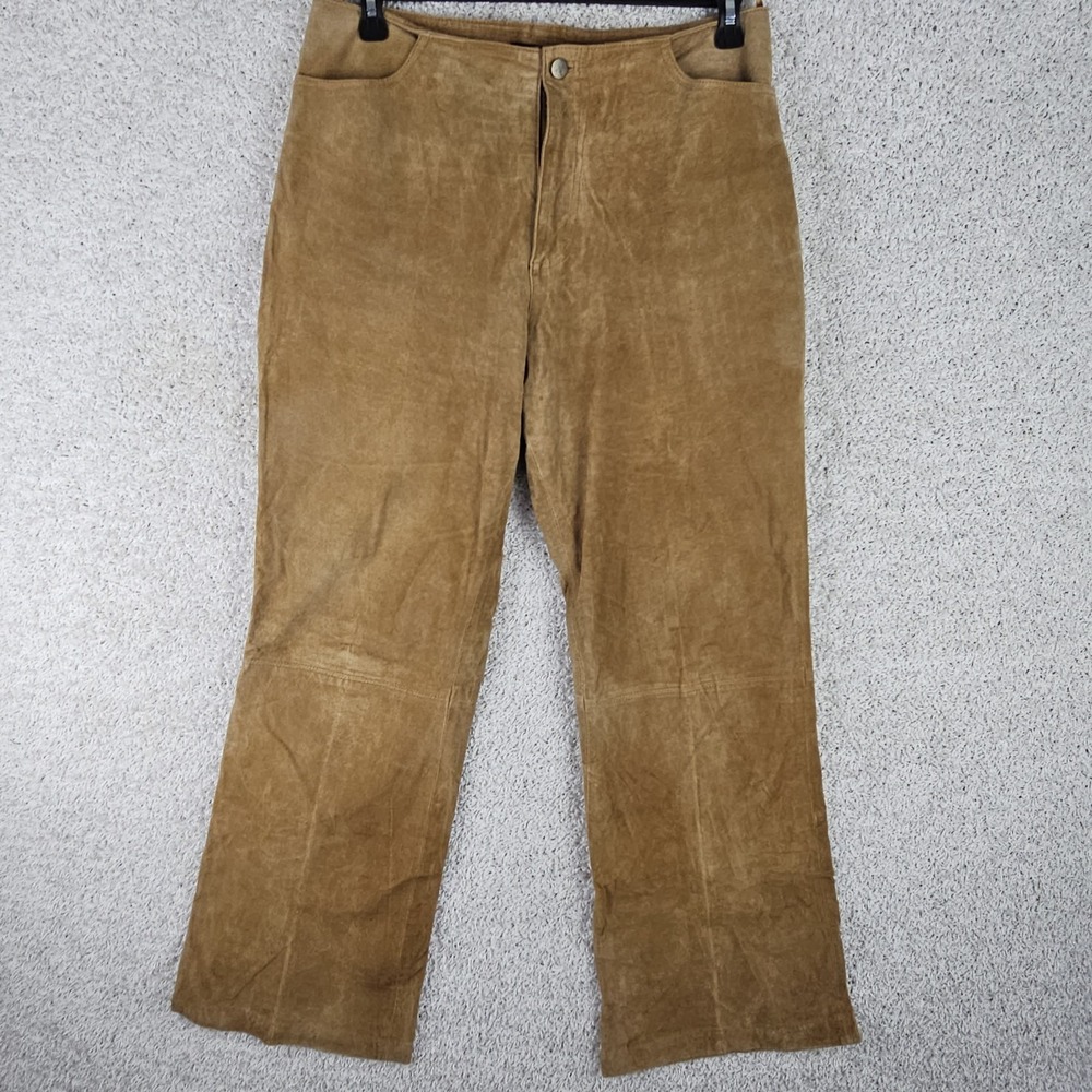 Vtg 90s Massimo Suede Leather Pants Lined Women's Size 14 33x30 Wide Leg Baggy‎